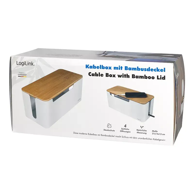 Stromverteilerabdeckung LogiLink KAB0075 Bambusdeckel Weiß