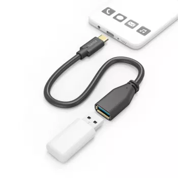 Hama 00201605 USB-Kabel USB 3.2 Gen 1 (3.1 Gen 1) 0,15 m USB C USB A Schwarz
