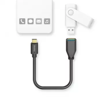 Hama 00201605 USB-Kabel USB 3.2 Gen 1 (3.1 Gen 1) 0,15 m USB C USB A Schwarz