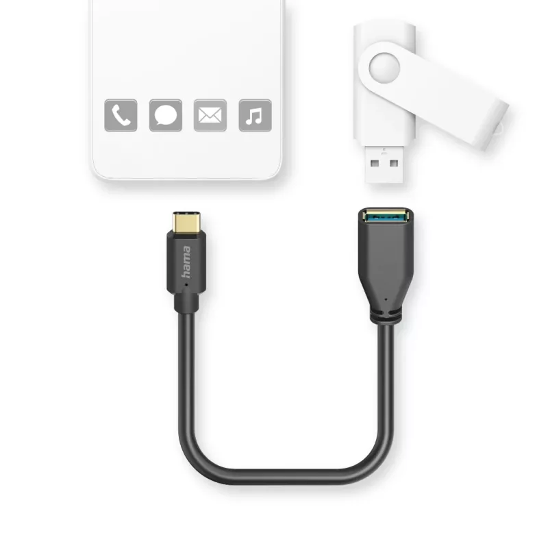Hama 00201605 USB-Kabel USB 3.2 Gen 1 (3.1 Gen 1) 0,15 m USB C USB A Schwarz