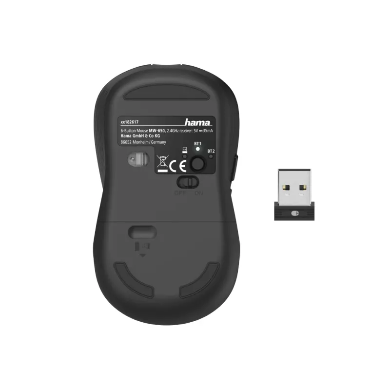 Hama MW-650 Maus Büro Rechtshänder Bluetooth + USB Typ-A Optisch 2400 DPI