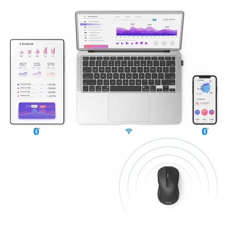 Hama MW-650 Maus Büro Rechtshänder Bluetooth + USB Typ-A Optisch 2400 DPI