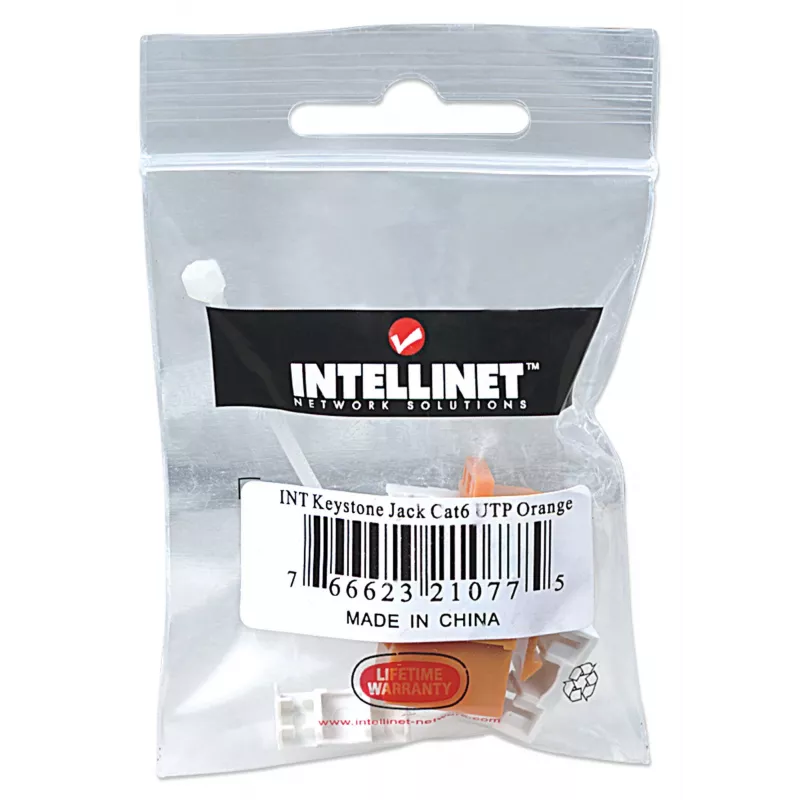 Intellinet Keystone Jack, Cat6, UTP, Punch-down, Orange