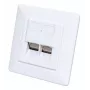 Intellinet 2-Port Cat6 10G geschirmte RJ45-Wanddose, Unterputzmontage mit Abdeckrahmen, STP, Signalweiß RAL9003