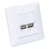 Intellinet 2-Port Cat6 10G geschirmte RJ45-Wanddose, Unterputzmontage mit Abdeckrahmen, STP, Signalweiß RAL9003