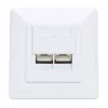Intellinet 2-Port Cat6 10G geschirmte RJ45-Wanddose, Unterputzmontage mit Abdeckrahmen, STP, Signalweiß RAL9003