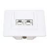 Intellinet 2-Port Cat6 10G geschirmte RJ45-Wanddose, Unterputzmontage mit Abdeckrahmen, STP, Signalweiß RAL9003