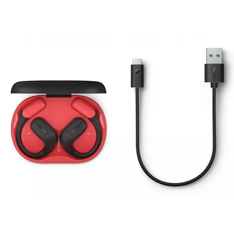 Philips 6000 series TAA6709BK/00 Kopfhörer/Headset True Wireless Stereo (TWS) Ear-Hook Sport Bluetooth Schwarz, Rot