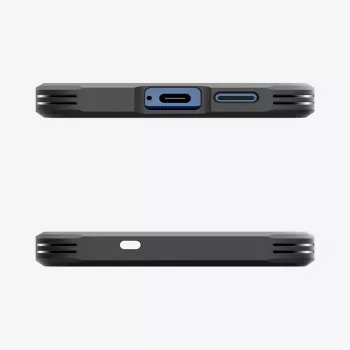 Spigen Galaxy S25 Hülle Tough Armor AI Schwarz Cover mit Tischständer