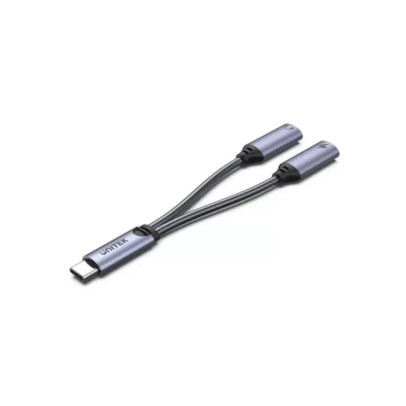 Audioadapter UNITEK M206A USB Type-C Aluminium Schwarz Grau