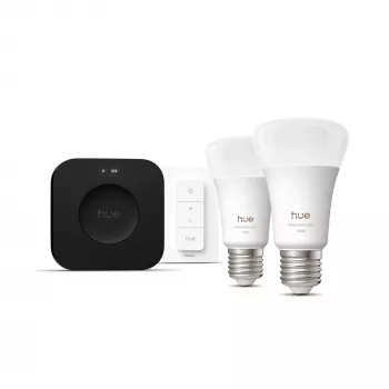 Philips Hue White and colour ambience Starterkit: 2 E27 Smart-Lampen + Dimmschalter + Bridge Pro