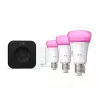 Smart-Lichtset Philips Hue White and Colour Ambience Starter Kit — 3 E27 Smart-Lampen, Dimmschalter, Bridge Pro, Bluetooth/Zigbee