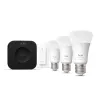 Smart-Lichtset Philips Hue White and Colour Ambience Starter Kit — 3 E27 Smart-Lampen, Dimmschalter, Bridge Pro, Bluetooth/Zigbee