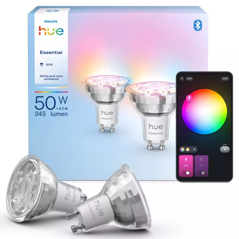 Philips Hue White and colour ambience Essential GU10 – smarter Spot – 345 lm – 4,7 W – 2er-Pack