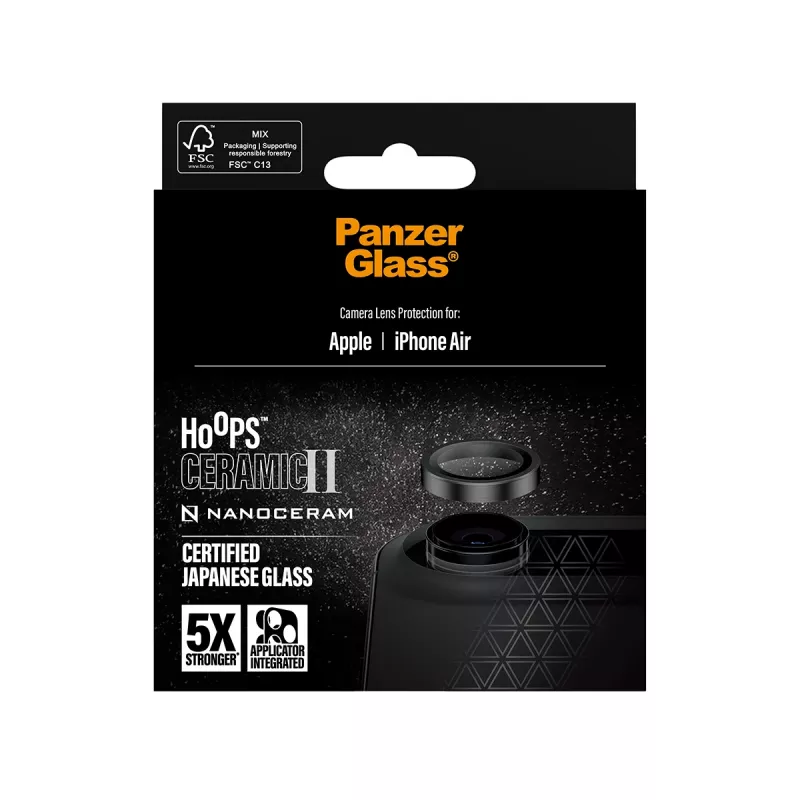PanzerGlass Hoops Ceramic II Kamera-Objektivschutz iPhone Air Kratzfest Stoßfest Schwarz