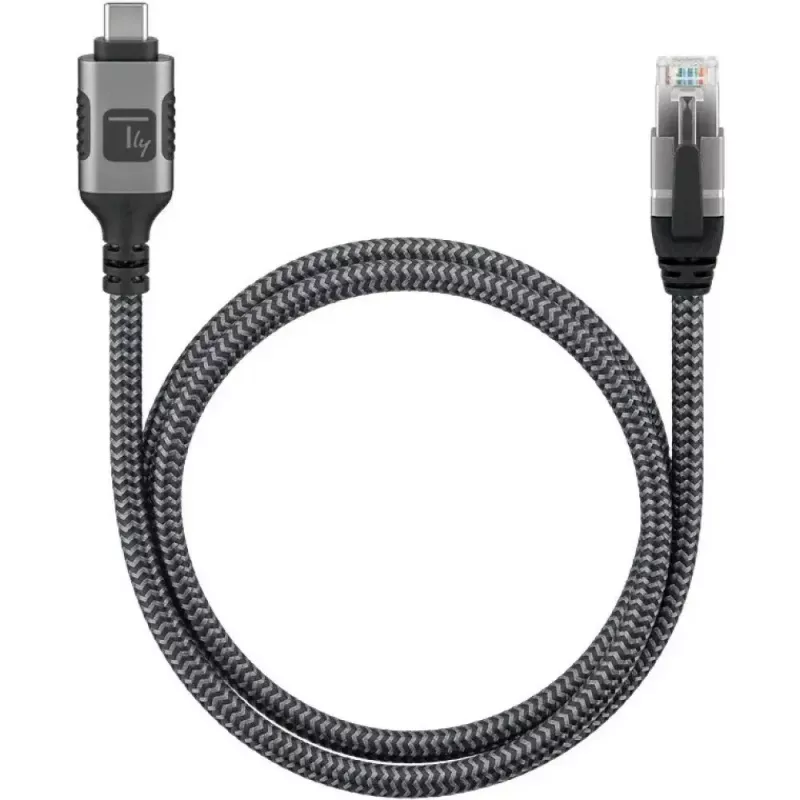 Netzwerkkabel TECHLY USB-C auf Gigabit Ethernet RJ45, Cat6, 3 m, USB 3.2 Gen 1, F/UTP, schwarz