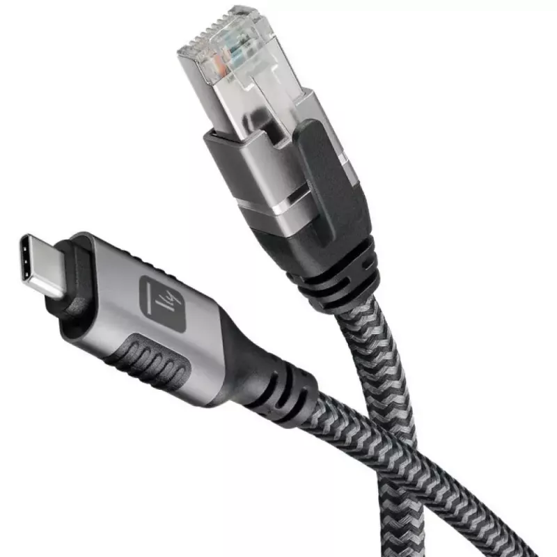 Netzwerkkabel TECHLY USB-C auf Gigabit Ethernet RJ45, Cat6, 3 m, USB 3.2 Gen 1, F/UTP, schwarz
