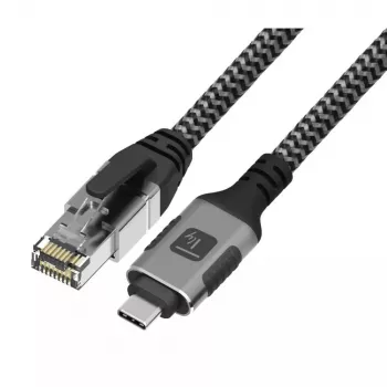 Netzwerkkabel TECHLY USB-C auf Gigabit Ethernet RJ45, Cat6, 3 m, USB 3.2 Gen 1, F/UTP, schwarz