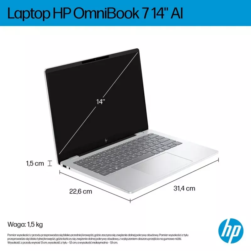 Laptop HP OmniBook 7 AI 14-fr0003nw 14 Zoll Intel Core i5 16GB RAM 512GB SSD