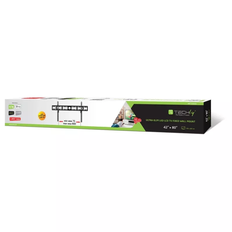 Techly Wandhalterung für LED-LCD-TV 42-80 Ultra schlank Fixed H400mm” ICA-PLB 840