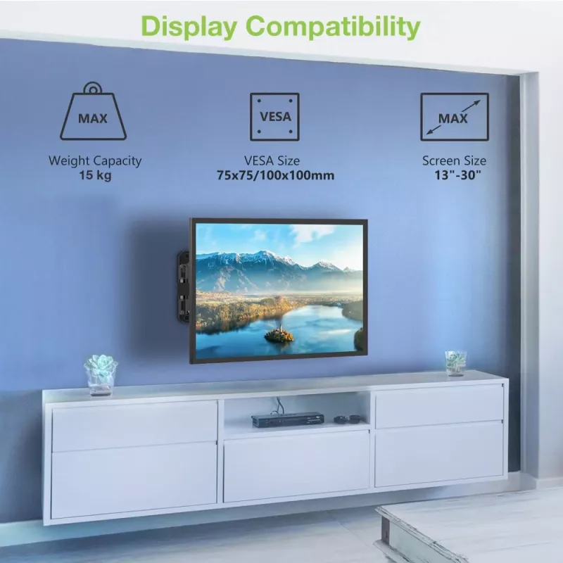 Techly Wandhalterung für LCD LED 33-76,2 cm (13-30 Zoll) neigbar 2 Gelenke Schwarz ICA-LCD 923B