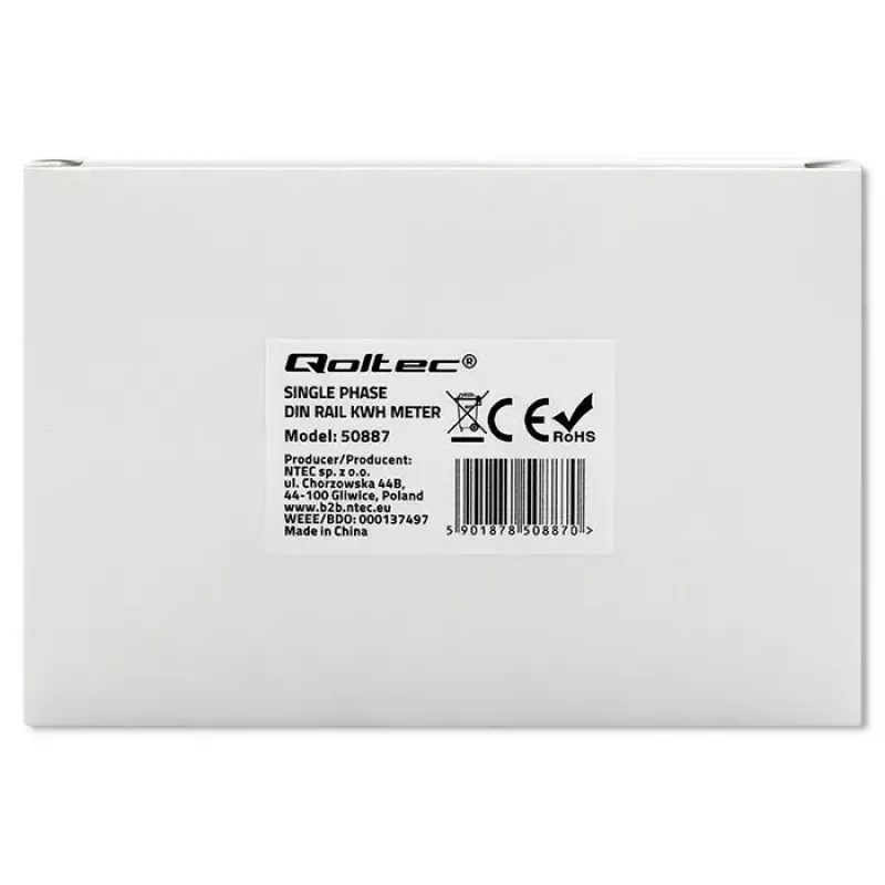 Einphasiger Stromzähler QOLTEC 50887 1-phasig 230V LCD schlank
