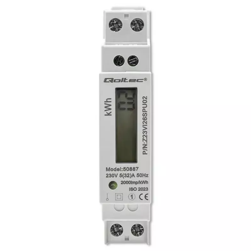 Einphasiger Stromzähler QOLTEC 50887 1-phasig 230V LCD schlank