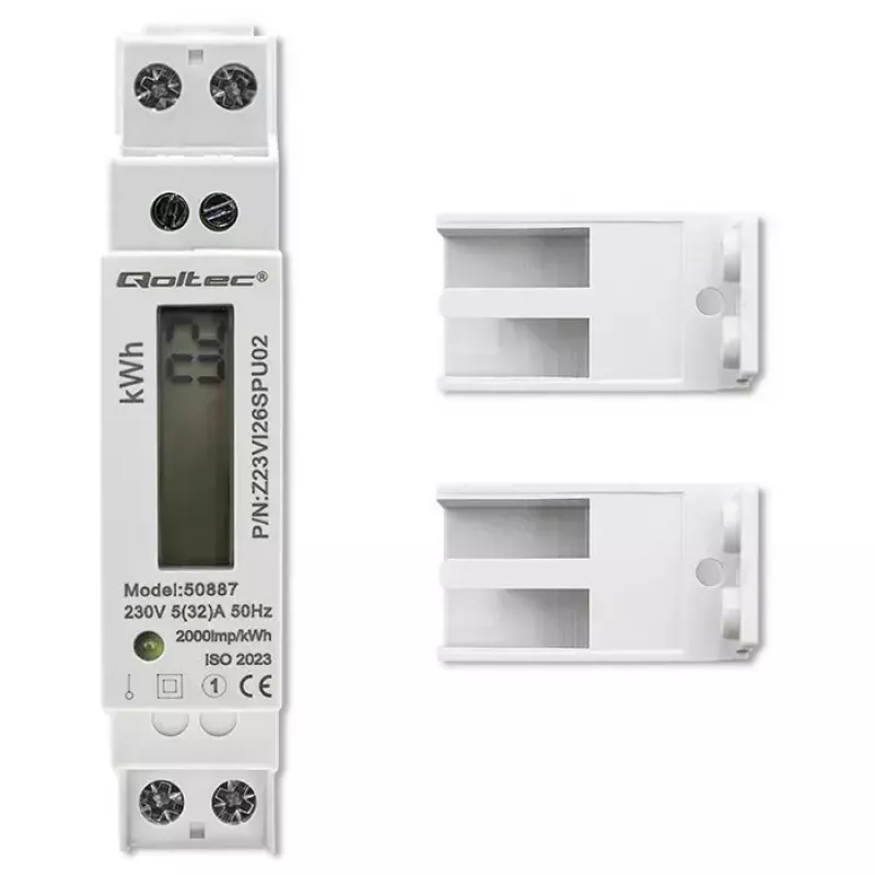 Einphasiger Stromzähler QOLTEC 50887 1-phasig 230V LCD schlank