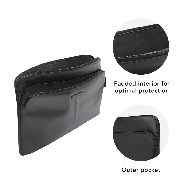 Sleeve case d bramante dbramante1928 Skagen Pro+ für MacBook Pro 14 Zoll / bis zu 14 Zoll – Schwarz, 35,6 cm, 1 Vordertasche