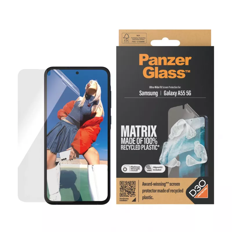 PanzerGlass ® ECO MATRIX Displayschutz Samsung Galaxy A55 5G | Ultra-Wide Fit mit AlignerKit