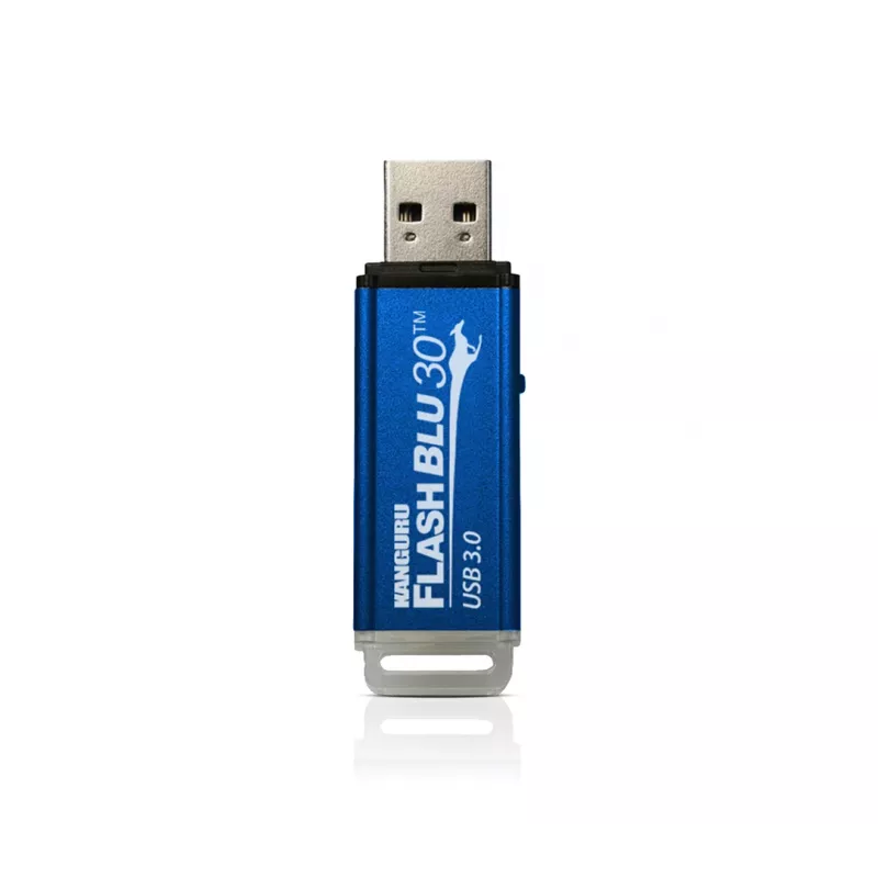 Kanguru FlashBlu30 SuperSpeed USB3.0 64 GB | Sicherer USB-Stick | Physischer Schreibschutzschalter | Windows „ReadyBoost“-kompatibel