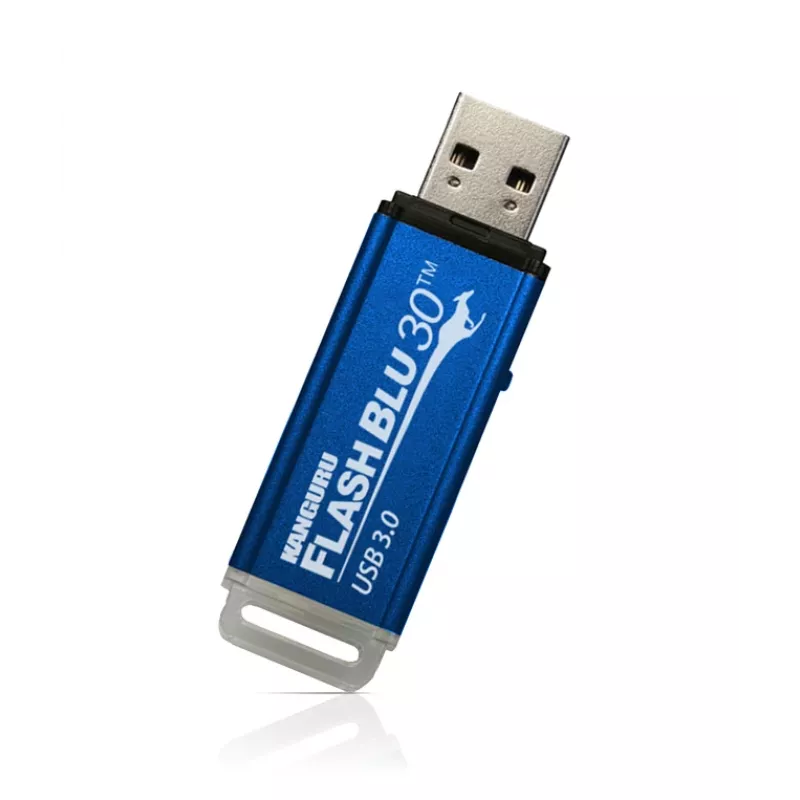 Kanguru FlashBlu30 SuperSpeed USB3.0 64 GB | Sicherer USB-Stick | Physischer Schreibschutzschalter | Windows „ReadyBoost“-kompatibel