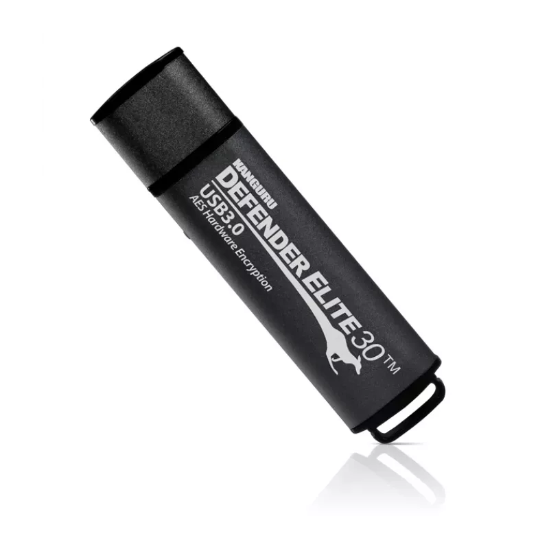 Kanguru Defender Elite30™ USB 3.0 64 GB | Sicherer USB-Stick | FIPS 197 zertifiziert, 256-Bit AES-Hardwareverschlüsselung (XTS-Modus) | TAA-konform |