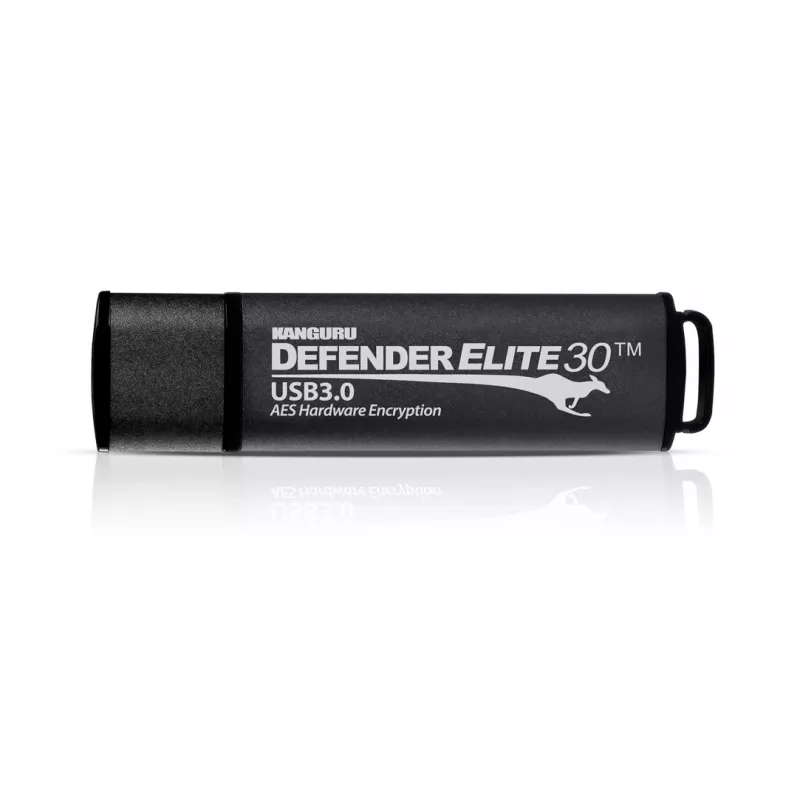 Kanguru Defender Elite30™ USB 3.0 128GB | Sicherer USB-Stick | FIPS 197 zertifiziert, 256-Bit AES Hardwareverschlüsselung (XTS-Modus) | TAA-konform |