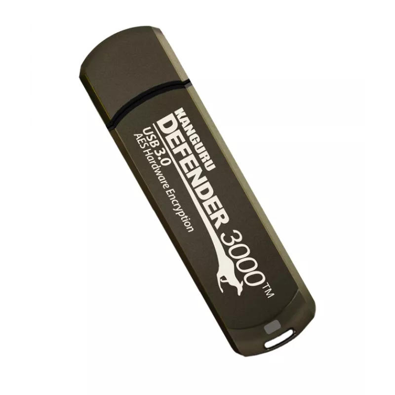 Kanguru Defender 3000™ SuperSpeed USB 3.0 32 GB | Sicherer Flash-Laufwerk | FIPS 140-3 Level 3 ausstehend, FIPS 140-2 Level 3 zertifiziert | AES-XTS 256-Bit Hardware-Verschlüsselung | TAA-konform |
