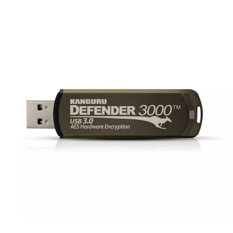 Kanguru Defender 3000™ SuperSpeed USB 3.0 32 GB | Sicherer Flash-Laufwerk | FIPS 140-3 Level 3 ausstehend, FIPS 140-2 Level 3 zertifiziert | AES-XTS 256-Bit Hardware-Verschlüsselung | TAA-konform |