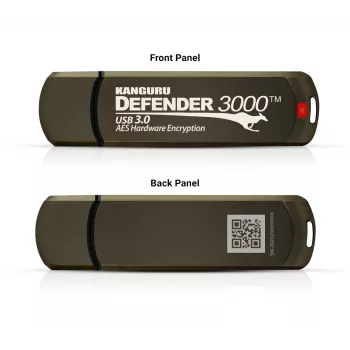 Kanguru Defender 3000™ SuperSpeed USB 3.0 64 GB| Sicherer USB-Stick | FIPS 140-3 Level 3 in Vorbereitung, FIPS 140-2 Level 3 zertifiziert | AES-XTS 256-Bit-Hardwareverschlüsselung | TAA-konform |