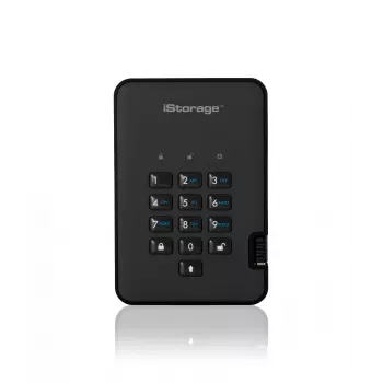 iStorage diskAshur² HDD 500GB Schwarz | Sichere tragbare Festplatte | AES-XTS 256-Bit Hardwareverschlüsselung | PIN-geschützt | Betriebssystem- & Plattformunabhängig | TAA-konform | Abwehr von Brute-Force-Hackangriffen | Staub-/Wasserbeständig