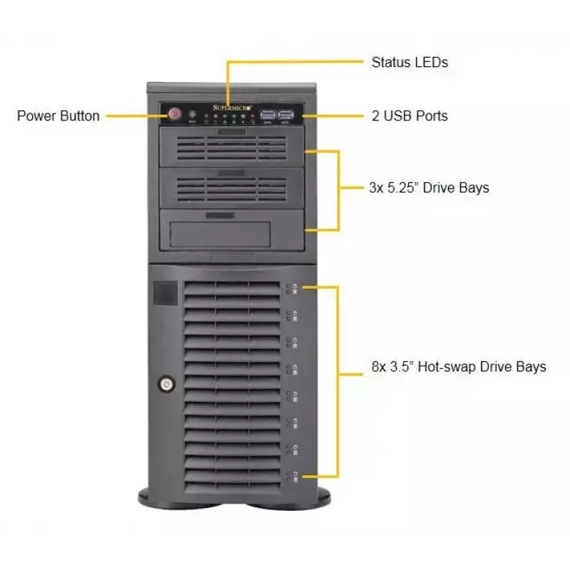 Computergehäuse Supermicro SuperWorkstation 7049A-T Rack 4U Schwarz
