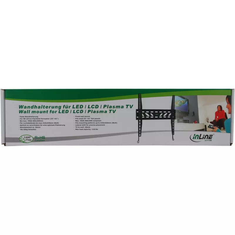 InLine Wandhalterung für TFT / LED / Plasma 81–140 cm, 32 Zoll–55 Zoll, max. 50 kg
