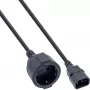 InLine Netzkabel, C14 auf Schutzkontakt-Buchse, schwarz, 3m