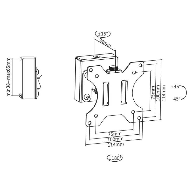 InLine Slatwall Monitorhalterung kurz 6,5 kg Tragfähigkeit 13 Zoll