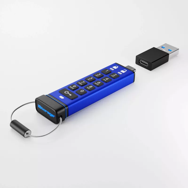 iStorage datAshur PRO+C 512GB | FIPS 140-3 Level 3 zertifiziert | Sicheres USB-Typ-C-Laufwerk | AES-XTS 256-Bit Hardwareverschlüsselung | PIN-geschützt | Typ-C-auf-A-Adapter enthalten