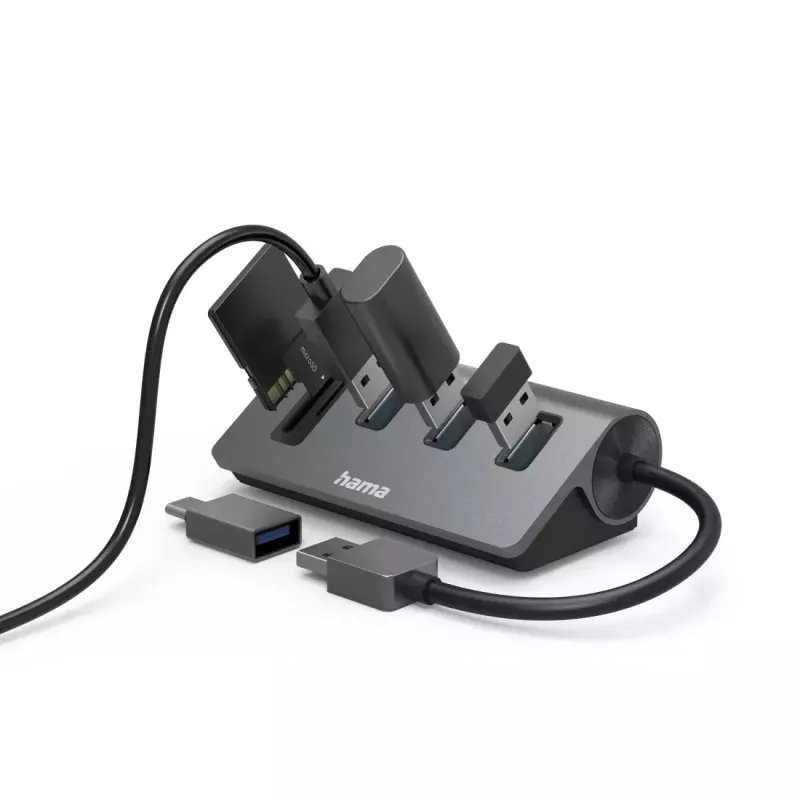 Hama 00200140 Laptop-Dockingstation/Port-Replikator USB 3.2 Gen 1 (3.1 Gen 1) Typ-A Anthrazit, Schwarz