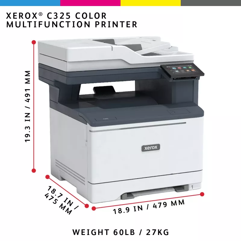 Xerox C325 A4 33ppm Wireless Duplex Copy/Print/Scan/Fax PS3 PCL5e/6 2 Trays Total 251 Sheets