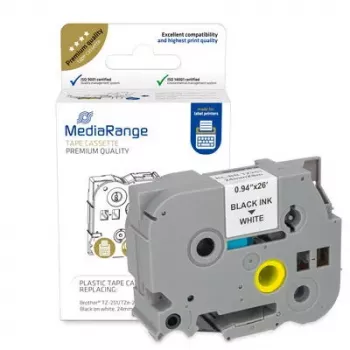 Plastikbandkassette MediaRange TZ-251 24mm 8m schwarz auf weiß