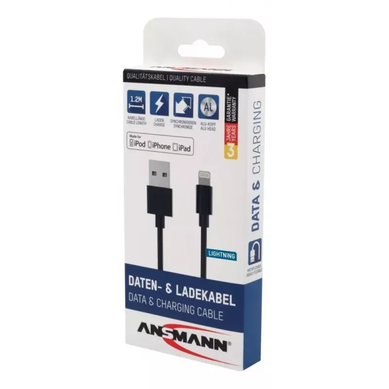 Lightning-Kabel Ansmann 1700-0078 1,2 m Schwarz