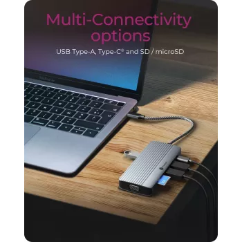 Dockingstation ICY BOX IB-DK4040a-CPD — 10-in-1 USB-C, HDMI 4K60Hz, VGA, 3×USB-A, Gigabit-LAN, PD 100W, SD/MicroSD, Aluminium