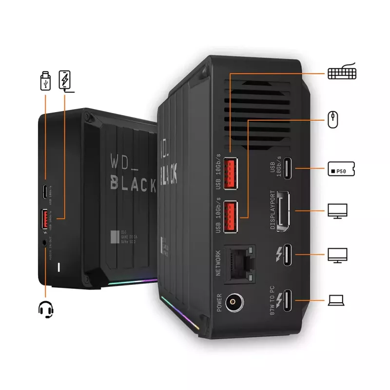 SSD Western Digital D50 Wired Thunderbolt 3 Schwarz