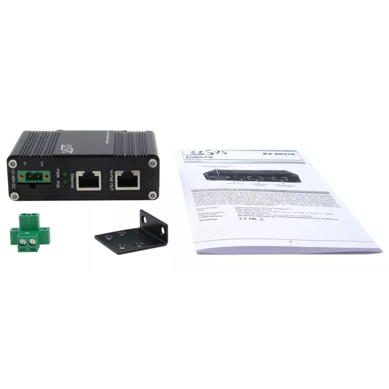 EXSYS PoE++ Gigabit-Injektor 60W -40 °C bis +80 °C